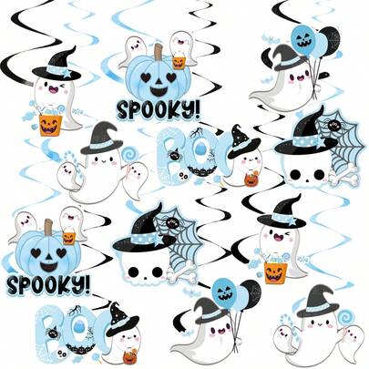 Blue Halloween Party Decoration Supplies Halloween Pendant PVC Pendant Pumpkin Ghost Festival Pendant