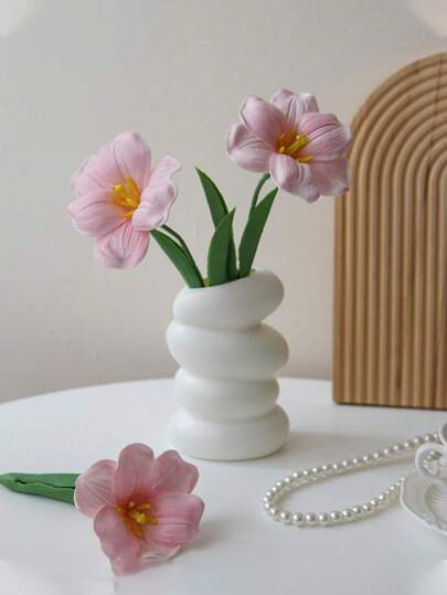 1pc Plastic Flower Vase, Arranging Unbreakable Bloemen Creative Shape Dry Container, Large Capacity Planter, Multi Function Holder, Seed Starting Pot, Reusable Durable, Living Room, Bedroom, Kitchen, Bathroom, Outdoor, Office, Banquet, Exhibition, Meeting, Fresh, Artificial Flowers, Tulips, Roses, Succulents, Lilies, Etc. Home Room Glass Vase view 7