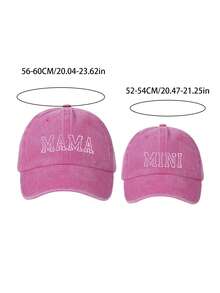2pcs/Set Mother & Baby Embroidered Letter "MAMA MINI" Matching Baseball Cap, Mother's Day & Children's Day Gift - Hot Pink - View 2