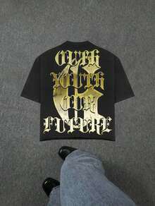 Kuku Boy Multiple Skulls Printed (180g Pure Cotton T-Shirt) Cotton T-Shirt - Soft And Breathable, 100% Pure Cotton Fabric - Comfortable And Energetic Summer Street Style Short Sleeved T-Shirt, Cool Design Retro Summer Men's Daily Wear T-Shirt - 黑色-1 - 查看 2