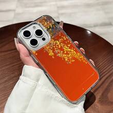 Ginkgo Leaf Pattern Mobile Phone Case, Adorned With Gold And Orange Hues Design, Suitable For IPhone 16, 15, 14, 13, 12, 11 Pro Models, TPU Material, Shockproof Protection. It Is A Great Gift For Family, Friends, Children, Birthdays, Spring Festival, Holidays, Boyfriends, Girlfriends And Valentine's Day. - Clear - View 8