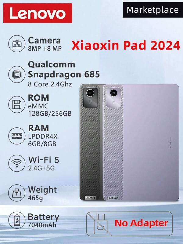 Lenovo Xiaoxin Pad 2024 Versión Global 11" Pantalla 2K, 8GB RAM, 128GB Almacenamiento, Snapdragon 685, Batería 7040mAh, Sin Adaptador