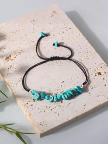 1pc Natural Gemstone Crystal Chip Beaded Braided Bracelet, Suitable For Women's Everyday And Holiday Wear, Jewelry Gift