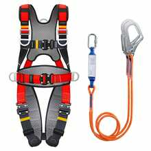 Fall Protection Safety Full Body Harness 5pt Adjustment Safe Comfortable Construction Positioning Harness Extra Long Thick Leg Back Padded Push-Button Quick-Lock Buckles OSHA And ANSI Compliant - Red - View 1