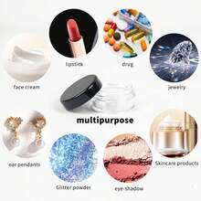 25 个迷你透明面霜罐 3g 5g 空塑料化妆品化妆罐透明样品瓶眼影霜唇膏容器，旅行必需品样品化妆品罐空迷你瓶感恩节、万圣节和圣诞节适用 - 黑色 - 查看 4