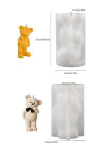 1 pieza Molde de silicona de oso caballero con corbata de moño - Fácil de usar para hacer velas DIY, manualidades de resina y decoración del hogar, adecuado para hacer velas con forma de adorable oso pardo y blanco, perfecto para crear un ambiente acogedor, molde de vela con forma de oso