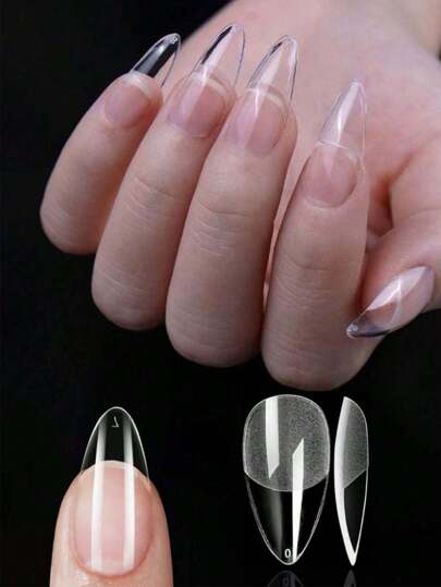 240pcs/12 Sizes Semi Matte Almond Shape DIY Adhesive Nail Stickers, Design According To Your Preference, Great For Home And Salon Use, Ladies Nail Care Essentials, Nail Art Supplies To Add Sweetness (240/192/144/120/24pcs)