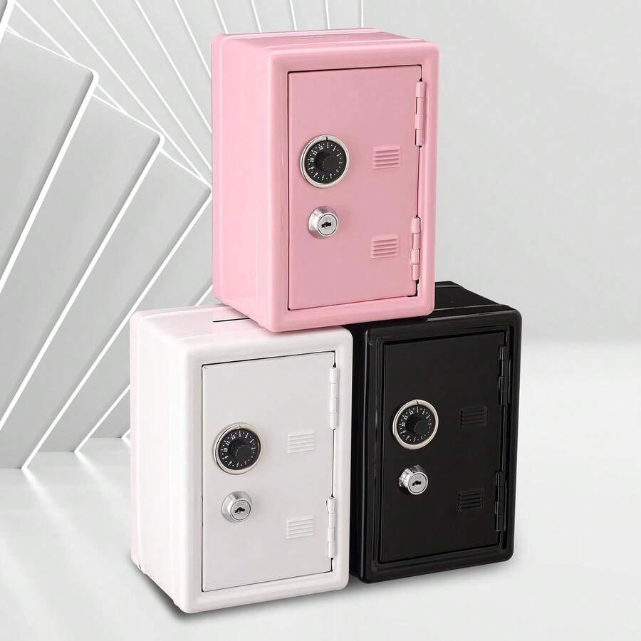 1 pieza Hucha de metal con contraseña y caja de monedas extraíble incorporada + 2 llaves, caja de ahorro de metal con contraseña y llave minimalista blanca, regalo de cumpleaños