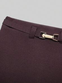 Women's Fashion Slim High Waist Belt Knitwear Mini Skirt - Brown - View 3