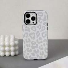 Funda para teléfono (1 unidad) con estampado único de leopardo y flores en 360°. Diseño 2 en 1 bonito y minimalista. Resistente a caídas y golpes. Cobertura total. Compatible con phone 16 Pro/16 Pro Plus/16/15/14/13/12/11. ¡Ideal para las fiestas! - Blanco - Ver 3