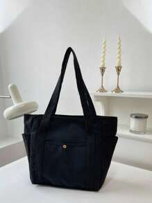 这款时尚大容量帆布手提包采用拉链封口，配有多个侧袋和结实耐用的肩带，是携带笔记本电脑、书籍等物品的理想之选。轻便耐用，超级实用，是工作、通勤、返校、情人节、母亲节的完美礼物。 - 彩色 - 查看 8