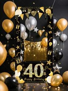 2 pezzi Cornice fotografica di lusso nera e dorata per compleanno, con opzioni di età (18/30/40/50/60), decorazione scintillante per festa, sfondo popolare su , disponibile in dimensioni piccole e grandi, accessori e forniture per foto di feste di compleanno per adulti