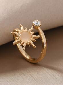 Anillo floral geométrico minimalista, adecuado para el uso diario de las mujeres y como regalo - Multicolor - Ver 6