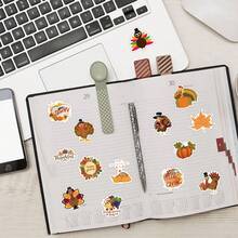 114Pcs Thanksgiving Stickers Vinyl Stickers Scrapbook, Journaling, Laptop, Bumper, Skateboard, Water Bottles, Computer, Phone, Cartoon, Hard Hat, Car Stickers - Multicolor - View 8