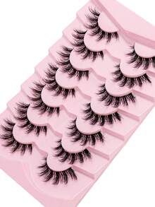 False Eyelashes Wispy Lashes Natural Look Fake Eyelashes Cat Eye Lashes Mink Fluffy Strip False Lashes Fox Eye Lashes Pack 7 Pairs Strip Lashes,Lashes,Eyelashes,Fake Lashes - Black - View 4
