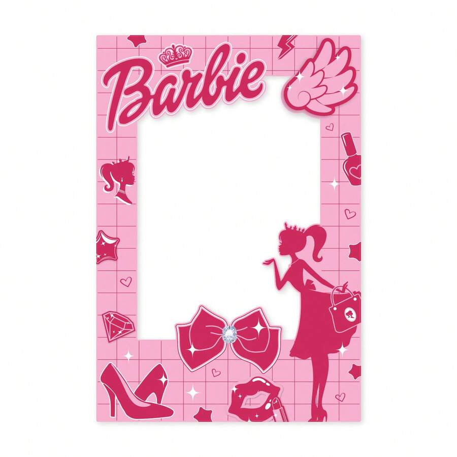 Mattel 1PC Barbie Officially Licensed Princess Doll Theme Barbie Box For Photoshoot Photo Booth Props Birthday Party Decorations Hot Pink Backdrop Birthday Photo Booth Box Party Supplies