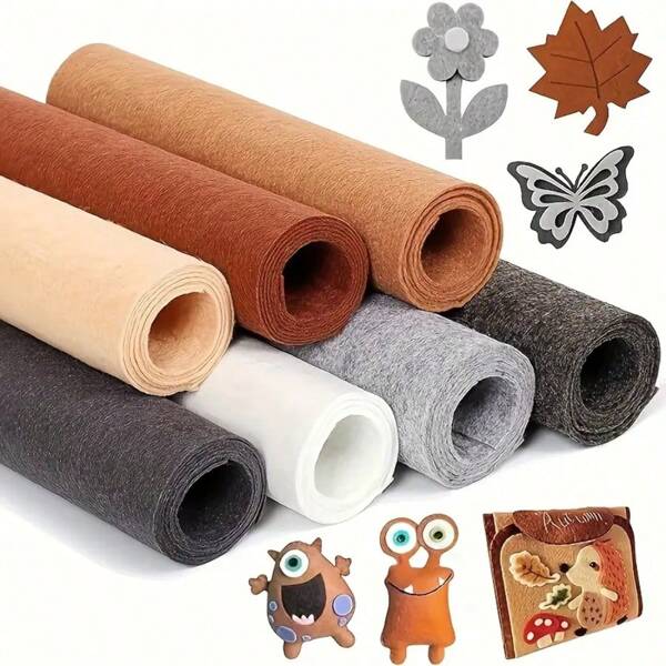GDGDSY 7pcs Felt Fabric Sheets 8x35 Inch Assorted Colors - Fabric Sheet For Crafts Sewing , Patchwork, Decoration.