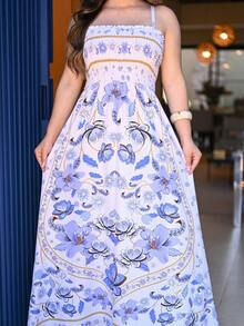 Women's Long Lastex Dress With Tie Straps - 白色 - 查看 2