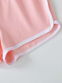 2 件套女孩运动活力车轮印花套装，舒适透气，夏季日常休闲装 - 白色 - 查看 5