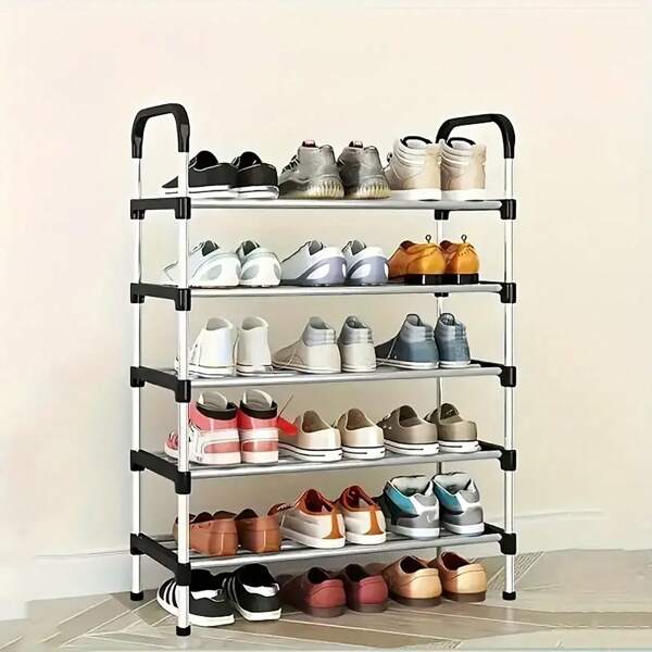 1pc Multi-Tier Shoe Rack, Simple Iron Tube Independent Shoe Rack, Easy Assembly, Suitable For Rental House, Entrance, Hallway, Bedroom, Bathroom, Office And Living Room, For Organizing Shoes
