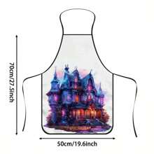 1pc Halloween Witch Cauldron Print Apron, Durable Polyester Material, Suitable For Cooking, Barbecue, Gardening, Painting, Manicure, Unisex, Indoor And Outdoor Use
