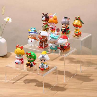Soporte de exhibición transparente Acrylic, adecuado para colecta, soporte para pasteles y postres de fiesta, exhibición de figuras populares y flotantes, decoración de juguetes navideños y almacenamiento de pastel navideño