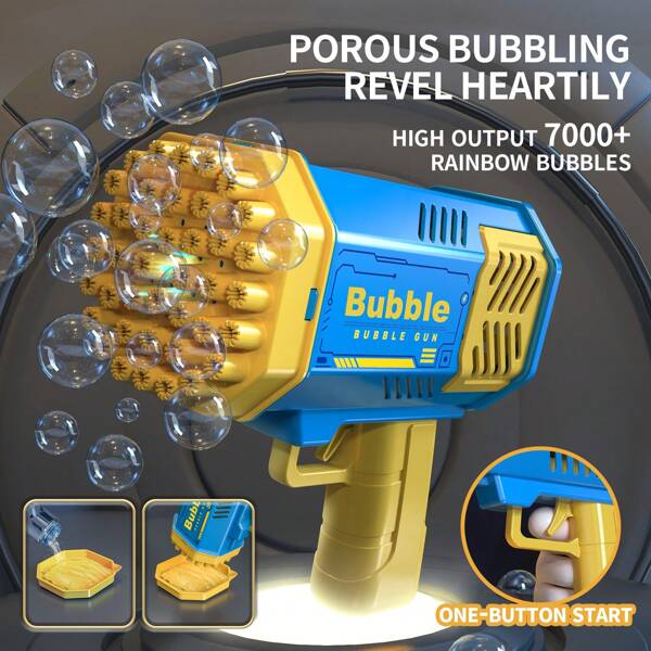 1pc Mini Space Light Bubble Machine, 40-Holes Electric Handheld Bubble Blower Toy For Children, Outdoor Toys, Great Gift For Kids Birthday Party