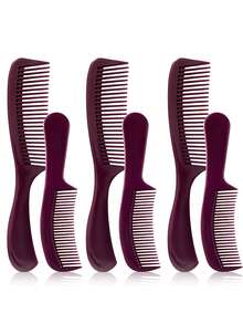 6支/12支装黑色加厚塑料密齿发梳，女士美发师工具套装，美发造型工具及发饰 - 彩色 - 查看 9