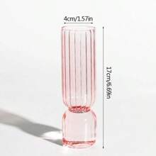 1pc Transparent Striped Glass Vase, Hydroponic Plant Pot, Wedding Party Flower Arrangement Container, Modern Minimalist Home & Office Desk Decor