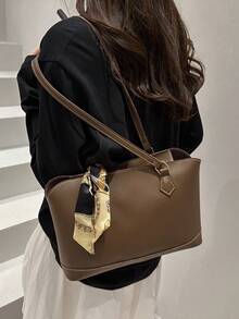 全新奢华别致设计百搭女士单肩托特包 - 棕色 - 查看 5
