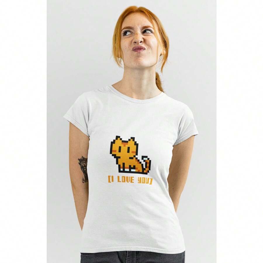 Playera Para Dama Diseño Cat I Love You - Blanco - Ver 1