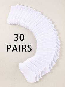 30 đôi tất đi thuyền dùng một lần hàng ngày, màu trơn, thoáng khí, thoải mái, khử mùi, thấm mồ hôi, tất cổ thấp, đơn giản và thoải mái để mặc hàng ngày, tất bốn mùa (1-16 tuổi) - trắng - Xem 4