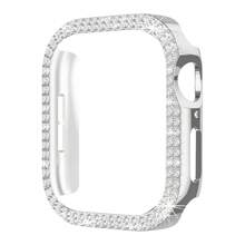 2-In-1 Rose Gold Protective Case + Cylindrical Rhinestone Metal Strap Set For Apple Watch - Bracelet Design Replacement Strap [38/40/41/42/44/45/46/49mm] | Women's Sparkling Crystal Soft Strap For Ultra/SE/10/9/8/7/6/5/4/3/2/1 Series