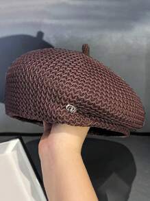 1 件女式格纹贝雷帽，保暖防风耳罩，可爱卡通正面休闲优雅复古街头时尚百搭便帽，适合户外、滑雪、骑自行车、旅行、派对、秋冬季日常穿着