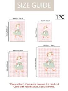 1 Stück Vintage Bauernhaus Silly Ganse Leinwand Poster - Rosa Gingham und Blumen Rock Illustration, ungerahmte Wandkunst für Mädchenzimmer, Kinderzimmer- und Wohnzimmer-Dekoration, perfektes Geschenk für Kinder und Familie, Kunstdrucke, Heimdekoration, verspielte Illustrationen, strapazierfähige Materialien, Wohndekoration