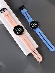 1件简约时尚休闲日常优雅学生LED宇航员手表，户外运动电子圆形腕表，夏季毕业、情人节、生日礼物 - 彩色 - 查看 9