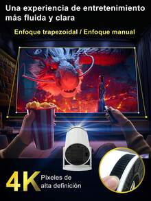 Mini Proyector Smart TV 4K HD WiFi 8000LM, Proyector Portátil con Rotación 180°, Corrección Automática, Compatible con Android, iOS, Windows, USB y HD, Cine en Casa, Oficina, Reuniones y Exterior - Blanco - Ver 3
