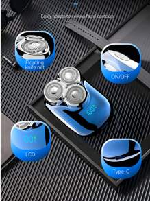 Kemei Afeitadora eléctrica mini para hombres KM-T83 con 3 cuchillas, IPX5 resistente al agua, totalmente lavable, portátil para viajes, recortadora de barba, carga tipo C, afeitado en seco o húmedo, máquina de afeitar recíproca para rostro, 1 pieza