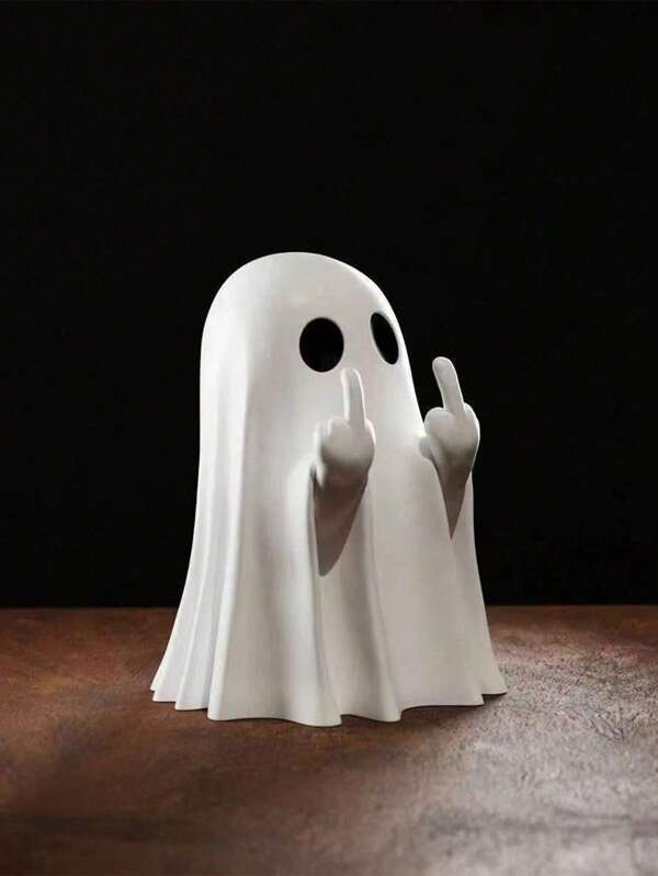 1 PIEZA Estatua de fantasma de Halloween - Estatua de fantasma de dedo medio de resina aterradora, decoraciones de fantasma lindas para decoraciones de Halloween, porche y decoraciones del hogar espeluznantes, decoraciones de artesanía de resina, regalos de cumpleaños, decoraciones del hogar para oficinas, decoraciones de escritorio, Halloween