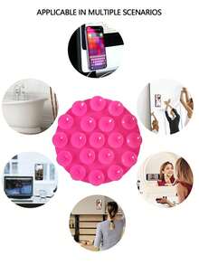 2 件圆形简约双面硅胶吸盘手机支架 - 彩色 - 查看 4