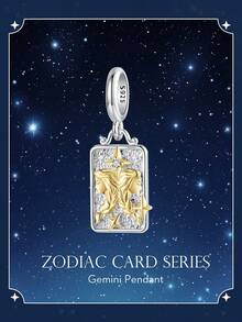 WOSTU WOSTU 1 buc pandantiv constelație din argint 925 în două tonuri, 12 mărgele zodiacale pentru colier, cadou de ziua de naștere DIY, accesorii de bijuterii