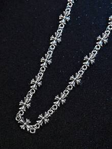 1 件男士朋克十字架复古吊坠项链，时尚简约百搭，适合日常佩戴和情侣礼物 - 復古銀色 - 查看 3