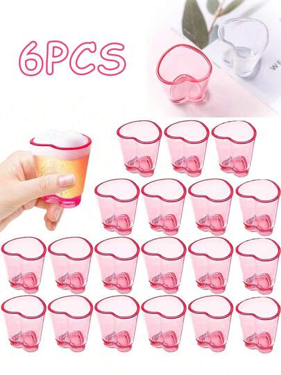 6/24pcs Heart-Shaped Mini Shot Glass Set, Cute Bar Accessories, 1.7oz Transparent Adorable Mini Shot Glasses, Tequila Heart Cups, Suitable For Serving Desserts, Espresso, Also Can Be Used As Wedding Party Decor, Tabletop Ornaments, Christmas Decorations, Reusable, Applicable For Parties, New Year, Weddings, Christmas Parties, Valentine's Day Events And Gifts