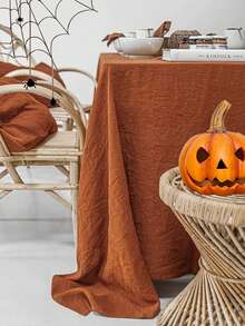 1/24pcs Halloween Solid Color Linen-Like Table Cloth, Modern Minimalist Nordic Style Home Textile Dining Table Mat - Orange - View 2