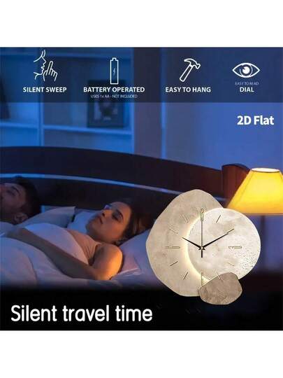 1pc Creative Asteroid Texture Wand Clock, Super Silent Quartz Movement, No Ticking, ating Clocks In Living Rooms,Bedroom Room, Offices, Restaurant, Cafes, Perfect ative Friends Family view 4