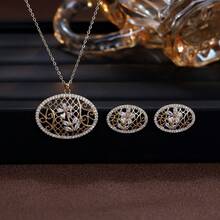 2pcs Elegant Hollow Flower Earrings & Necklace Set, Suitable For Daily, Party, Date, Gathering, Women's Holiday Gift For Wife And Mother