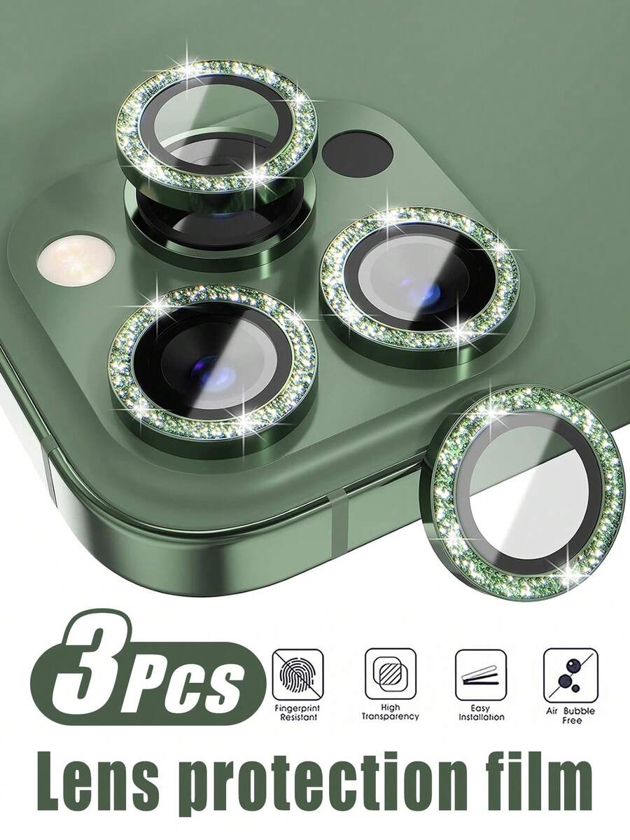 3 Packungen für iPhone 13 Pro/13 Pro Max Glas 17 17 Pro 17 Pro Max 17 Air /16 Pro Max/16/16 Pro/16 Plus/15 Pro Max/15/15 Plus/15 Pro/14 Pro Max/14/14 Pro/14 Plus/13/12/11 Kameraobjektiv Schutzfolie Bling, 9H gehärtetes Glas Kameraabdeckung Bildschirmschutz Metallring Dekorative Zubehörteile für Handyhüllen, Handyzubehör