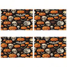 1pc/4pcs Halloween Linen Table Runner Placemats, Easy Clean Breakfast Mats For Kitchen, Home, Restaurant Decor With Pumpkin, Witch, Ghost Patterns Suitable For Kitchen, Dining Room, Living Room, Bathroom - Multicolor - View 18