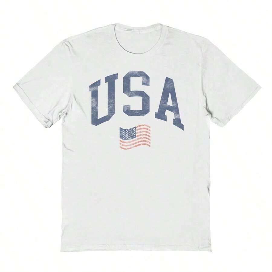 LCRSHOP-Social Collective Usa And Wavy Flag 4 Graphic Cotton Short-Sleeve T-Shirt - trắng - Xem 1