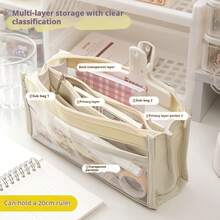 Large Capacity Solid Color Pencil Case, Multi-Layer Pencil Box, Solid Color Pencil Box, School Supplies, Back To School Season,Stationery,Bag - One Size - View 3